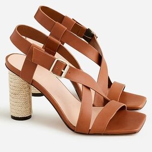 J Crew Rounded Rope Heel Leather Sandal